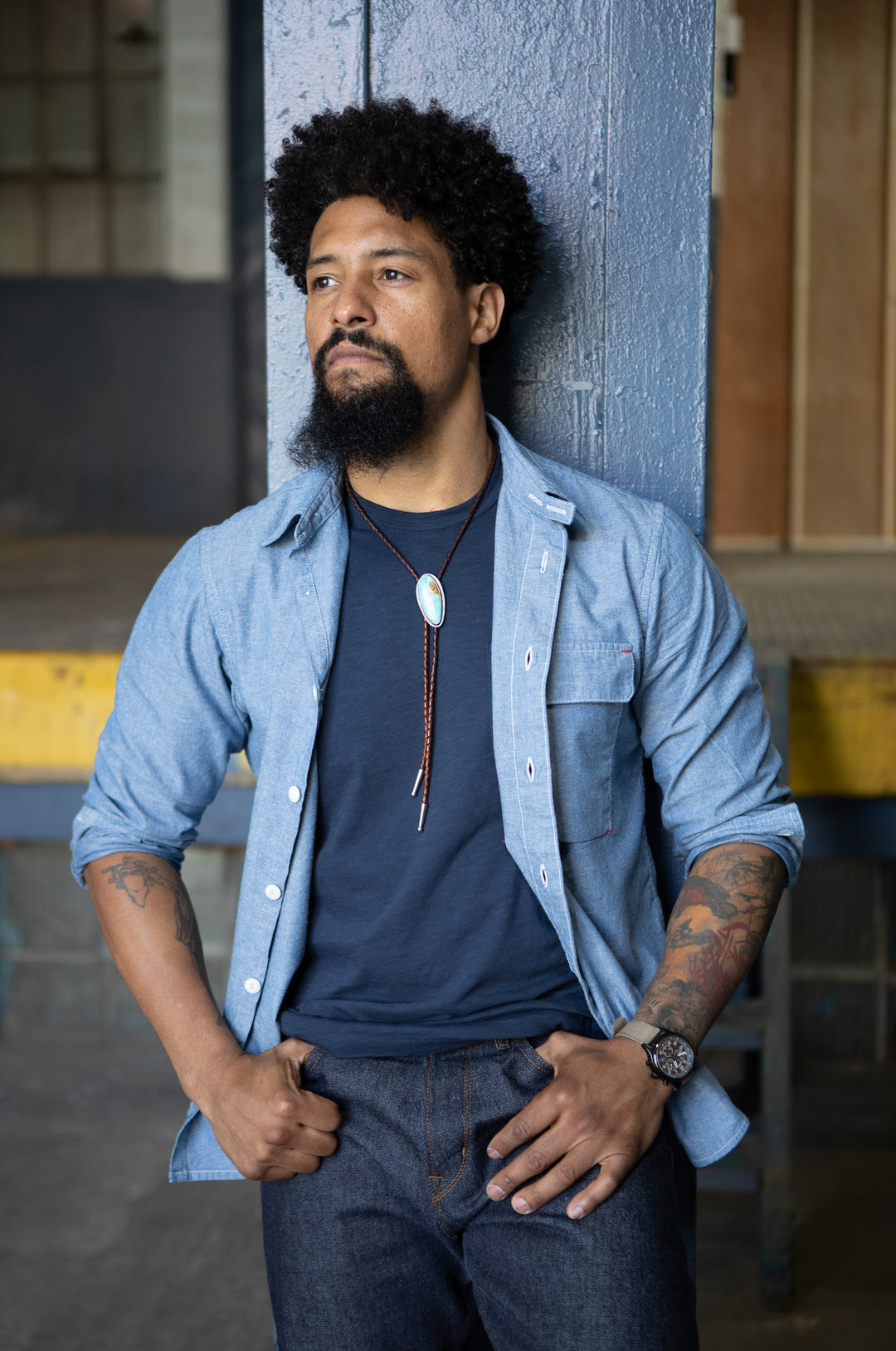 Blackthorn Denim Mid-Blue Hudson Work Shirt by John Gallagher 