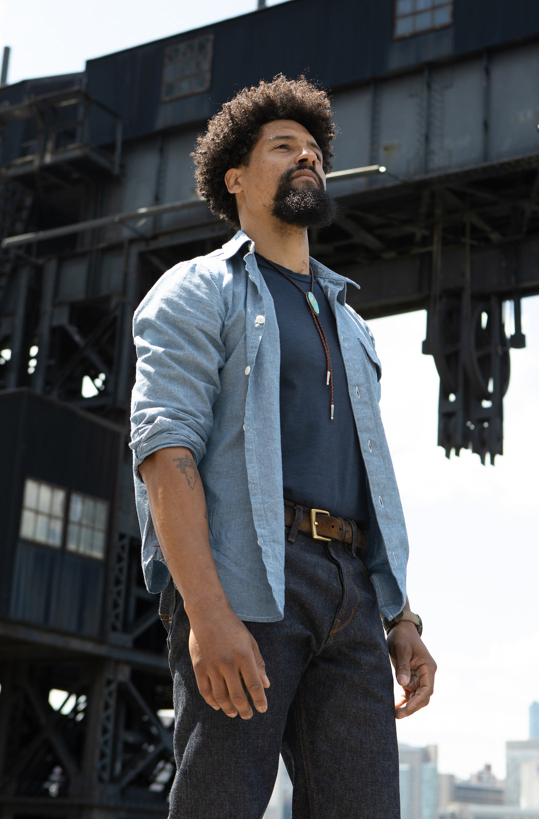 Blackthorn Denim Mid Blue Hudson Work Shirt and Big Gally by John Gallagher