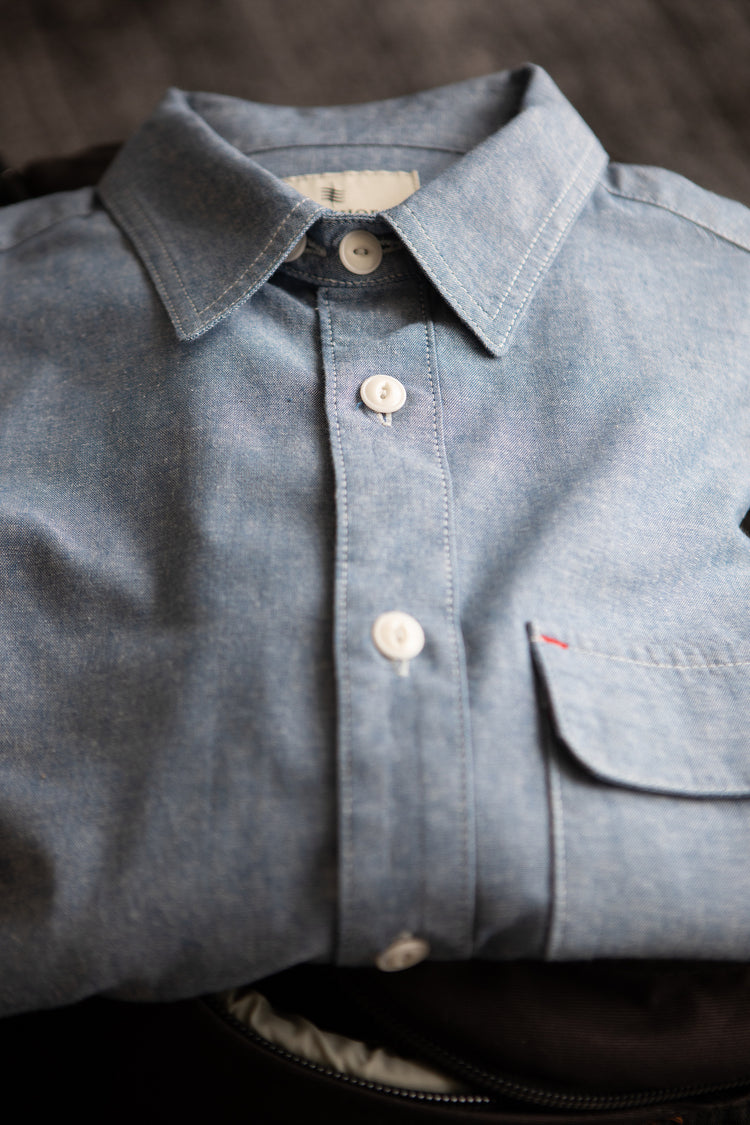 Blackthorn Denim Mid-Blue Hudson Work Shirt by John Gallagher #color_mid-blue