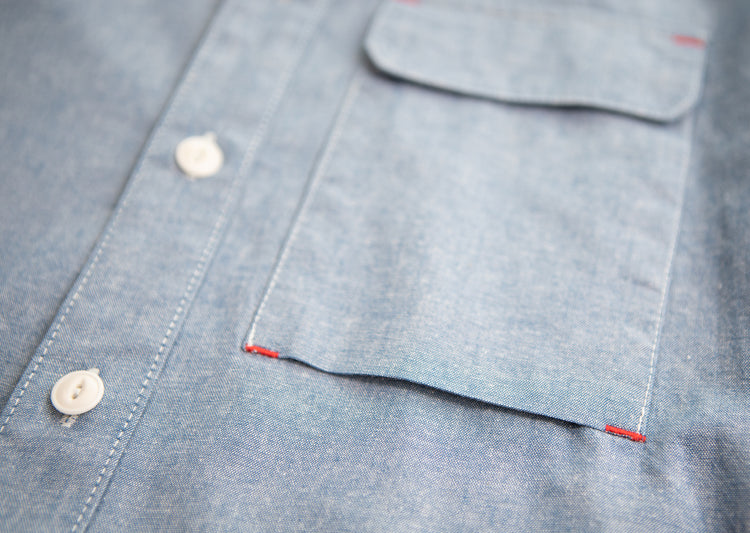 Blackthorn Denim Mid-Blue Hudson Work Shirt by John Gallagher #color_mid-blue